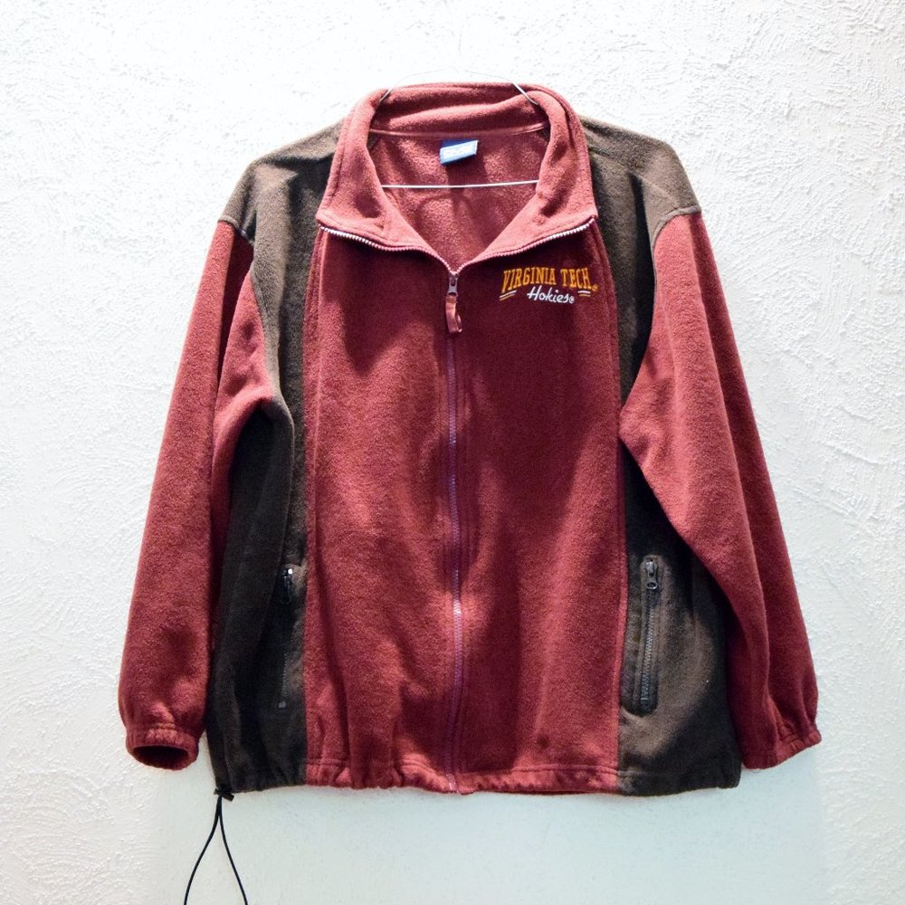 Virginia Tech VT Hokies Maroon Fleece Zip Up Jacket | Size L - Picture 2 of 7